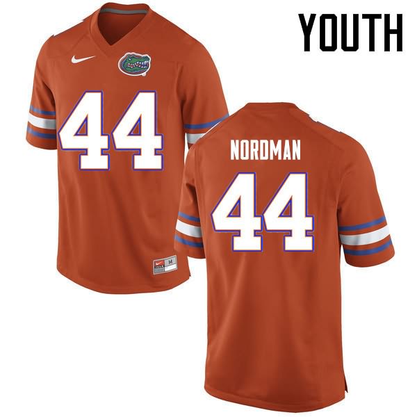 NCAA Florida Gators Tucker Nordman Youth #44 Nike Orange Stitched Authentic College Football Jersey WNO5164LM